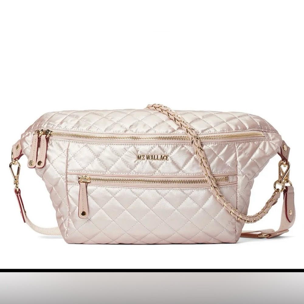 NWT MZ Wallace Quilted Crossbody Bag in rose gold metallic